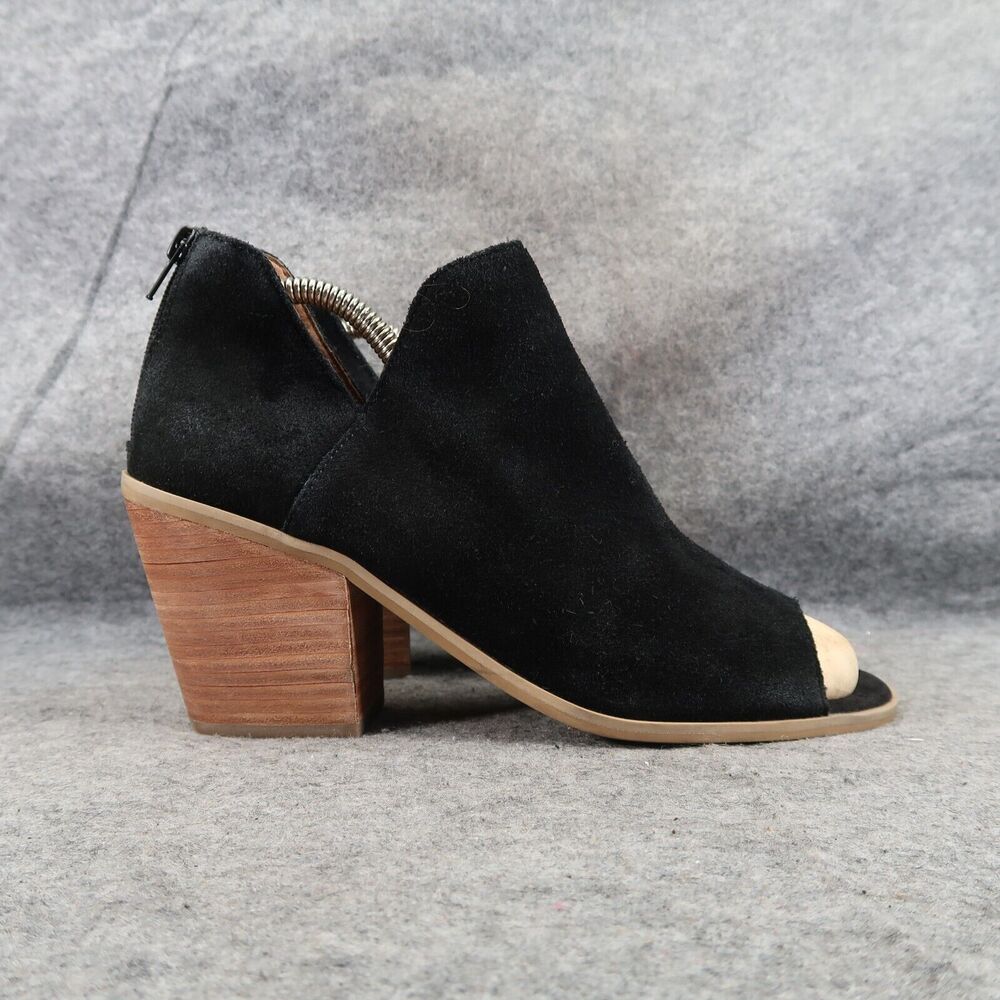 Susina Shoes Womens 10 Bootie Open Toe Leather Fashion Block Heel Cutout Black - Picture 14 of 14